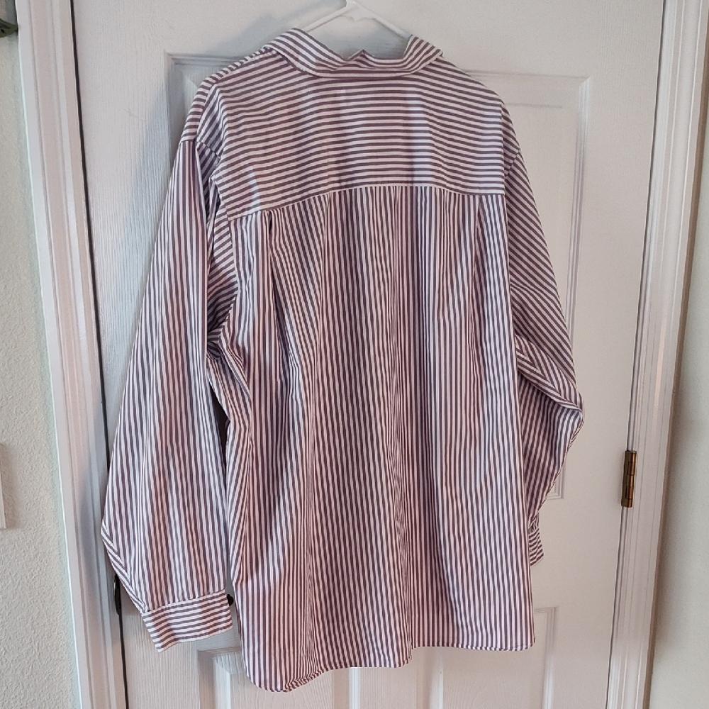 Lands' End Casual Button Down Shirt Purple and White 26W - Picture 3 of 4